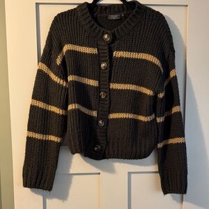 Urban Outfitters Black and Tan Striped Cardigan